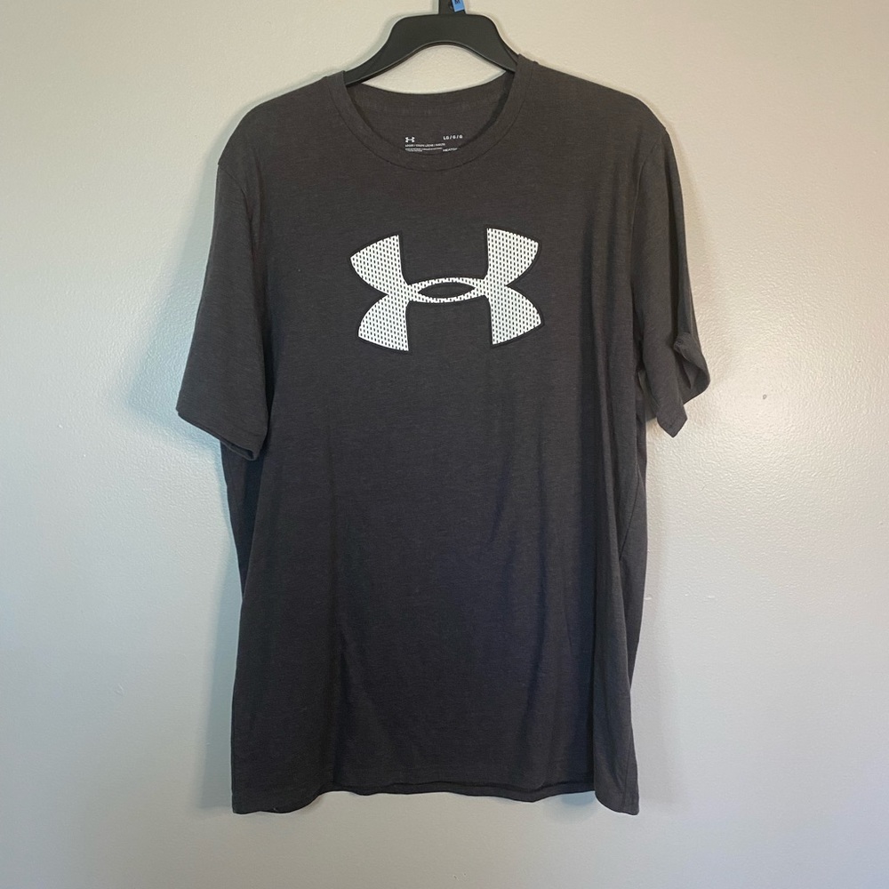 Under Armour dark grey with large logo on the front size Large